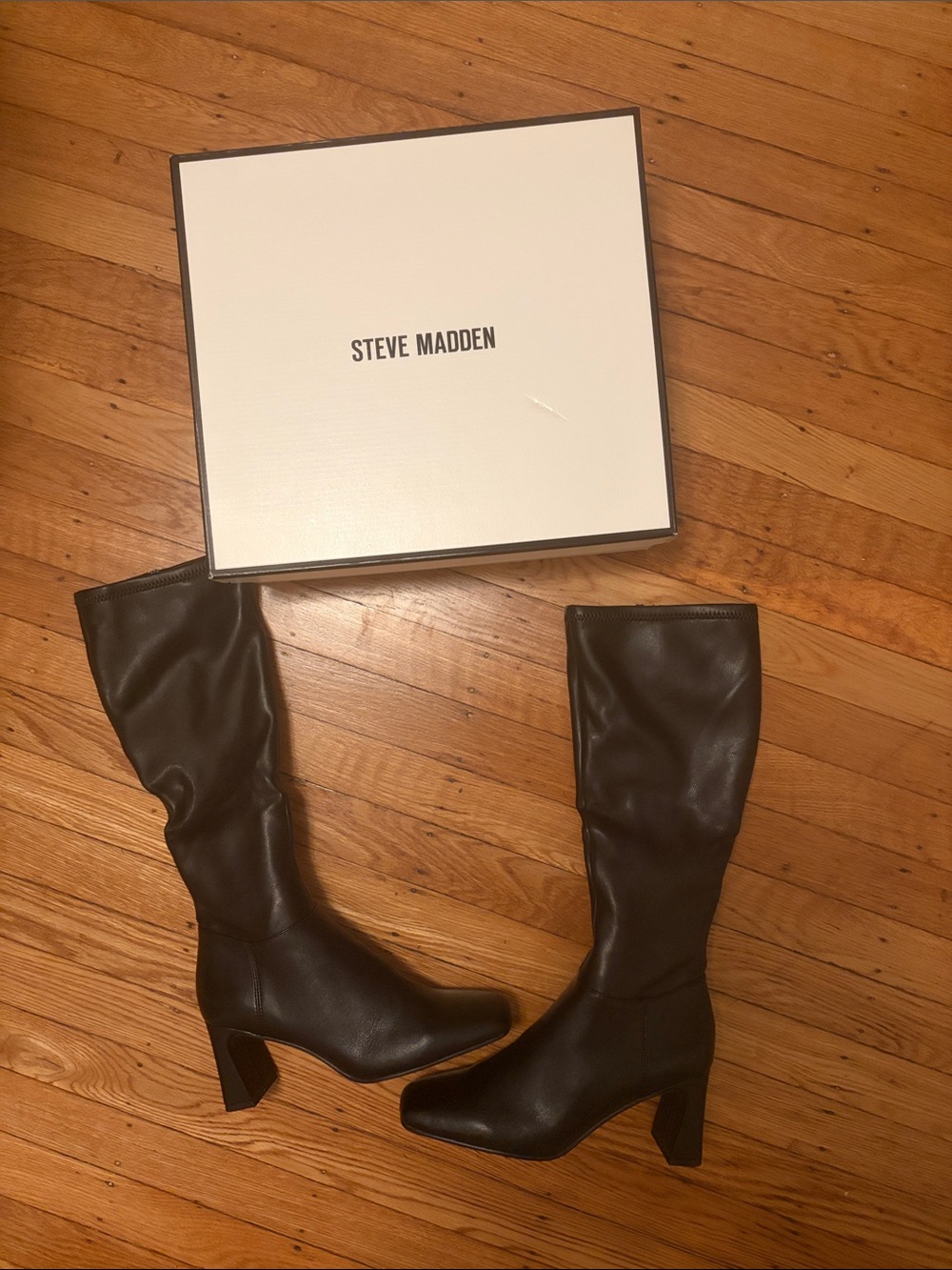 Steve Madden Black Tall Block-Heel Boots